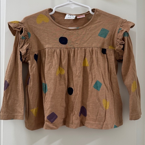 Zara Other - Zara Kids Brown Long Sleeve with Colorful Shapes